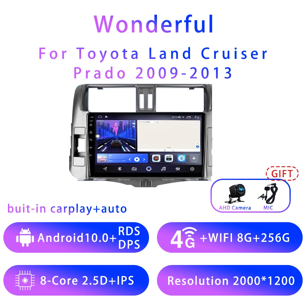 

7862 8G+128G For Toyota Land Cruiser Prado 9inch Android10 5G Wifi DSP Car Stereo Radio Multimedia Video Player GPS Navigation