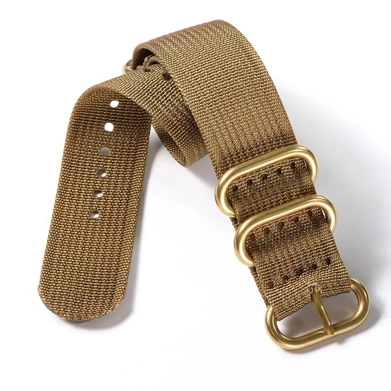 Versatile Ribbed Nylon Watch Strap with Silver, Black, and Gold Ring Buckle