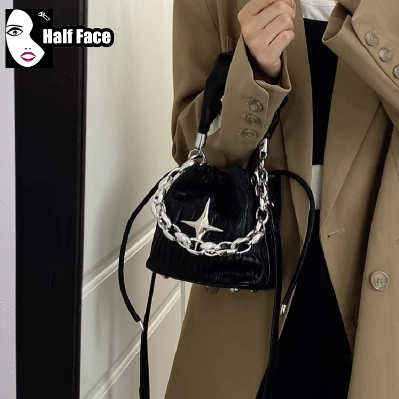 Y2K Girls Harajuku Women\'s Gothic Chains Handbags Female High Street Punk Streetwear Ladies Shoulder Casual Crossbody Bags tote