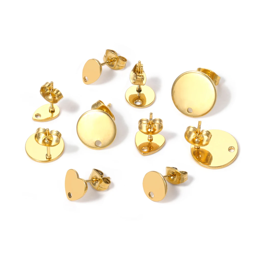 

10Pcs Stainless Steel Heart Earring Studs for DIY Jewelry Making Earrings Base Hole Dangle Charm Components Craft Components