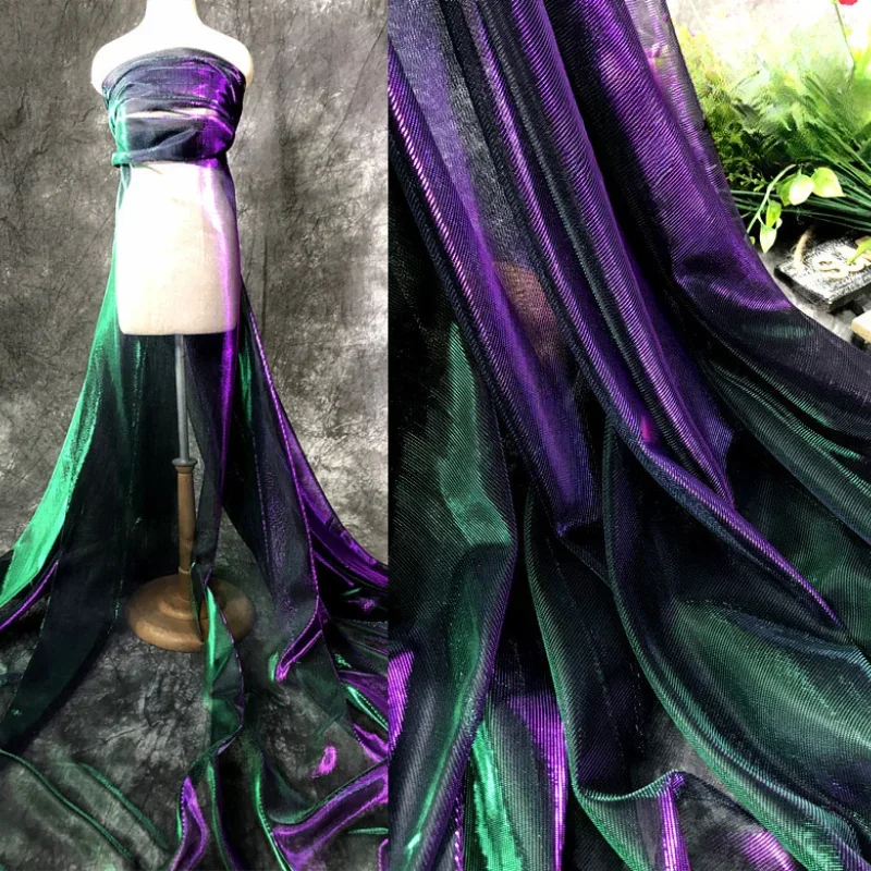 Purple Ghost Green Gradually Changing Color Mesh Designer Fabric Star ...