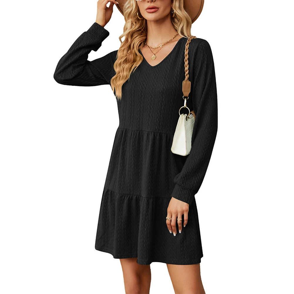 

Skirt Womens Dress Travel V Neck Vacation A-Line Appointment Casual Comfortable Holiday Long Sleeve Fashionable