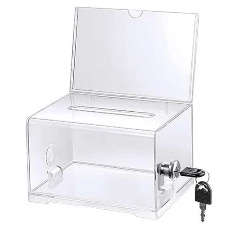 Donation Box 1 Pack With Lock Clear Ballot Box With Sign Holder Suggestion For Fundraising donation box