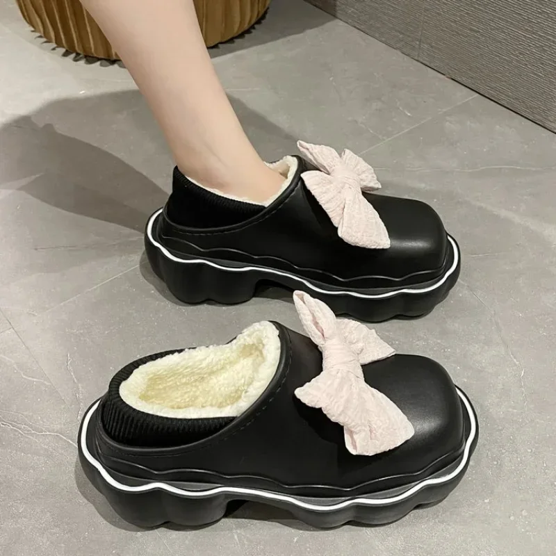 

Mary Jane Slippers Female Summer Home Student Bow Thick Bottom Baotou Sandals Girls Outer Wear