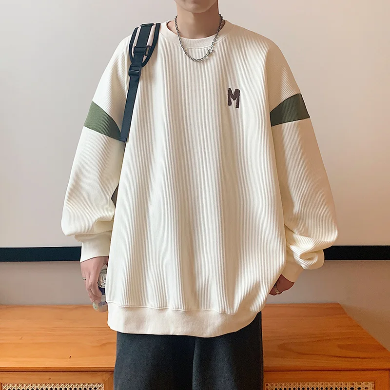 Men's Pullovers Autumn New Arrival Long Sleeve T-shirt Loose Letter Embroidery Sweatshirts Male Korean Style Casual Daily Tops