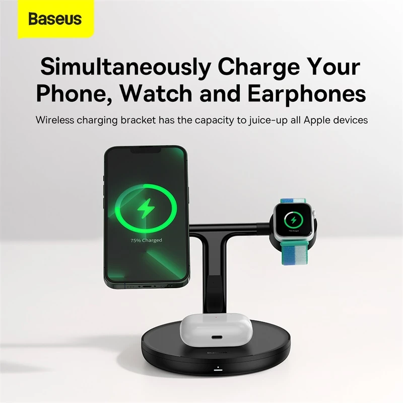 Baseus Swan 3 in 1 Magnetic Wireless Charger Stand 20W for iPhone 13 12 pro
