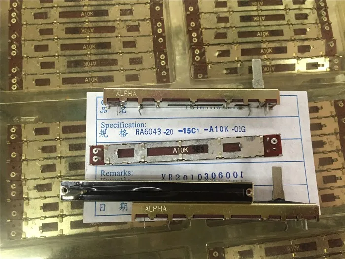 

Taiwan Alpha Ra6043-20-15c 7.5 cm straight slip single potentiometer A10K handle 15MM long
