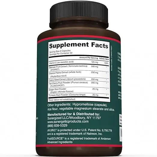 High quality uric acid support supplement-uric acid cleansing and kidney support-celery extract and turmeric