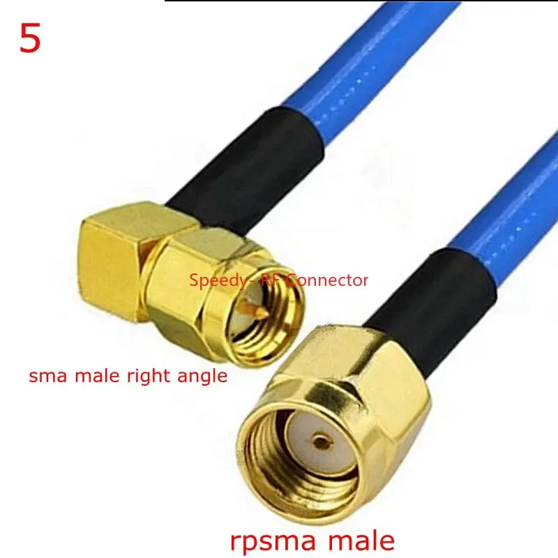 High-Frequency RG-402 Adapter with Right Angle Crimp SMA Connectors - 50 Ohm Brass