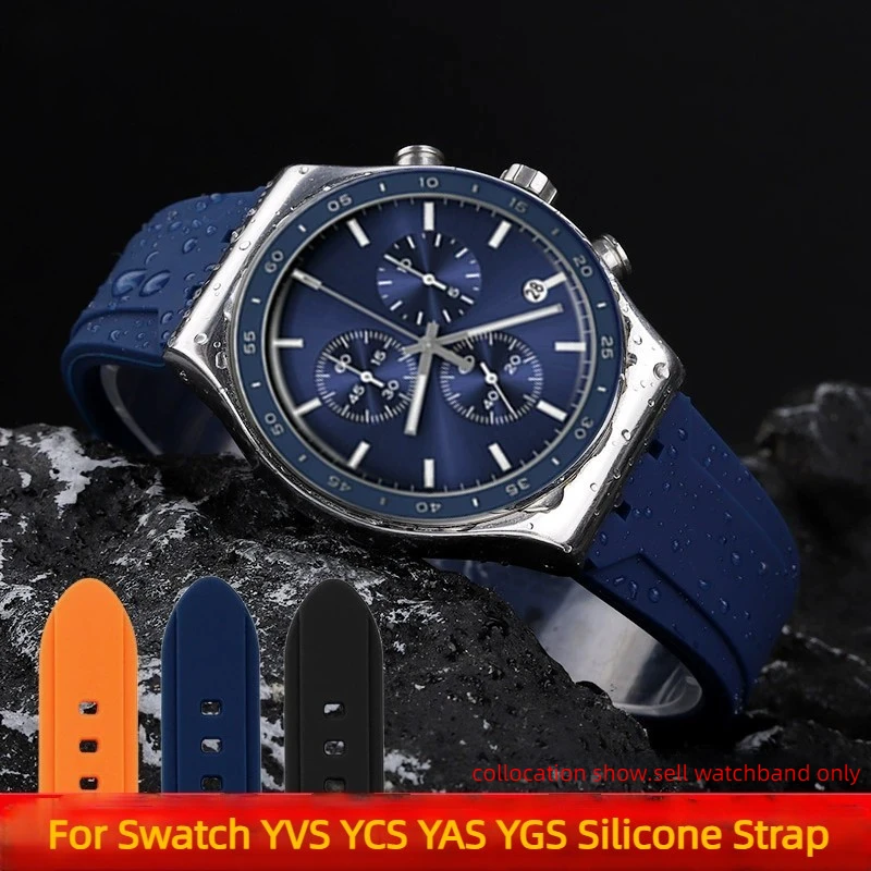Cinturino Per Orologio In Silicone Da Uomo Blu Scuro Arancione 19Mm 21Mm Per Cinturino Sportivo Impermeabile Swatch Yvs Ycs Yas Ygs
