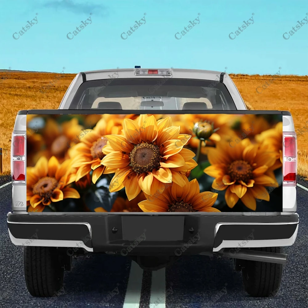 

Наклейки в виде подсолнуха на заднюю часть автомобиля, наклейки на заднюю часть автомобиля, креативные наклейки на кузов автомобиля, внешний грузовик, декоративная наклейка