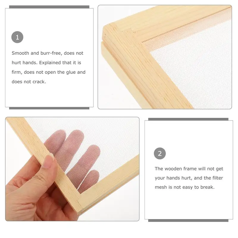 Paper Making Frame Double Side Wooden Paper Making Mould Frame DIY Handcraft Papermaking Craft Tool Wooden Mesh Mold For Recycled Making Pulp