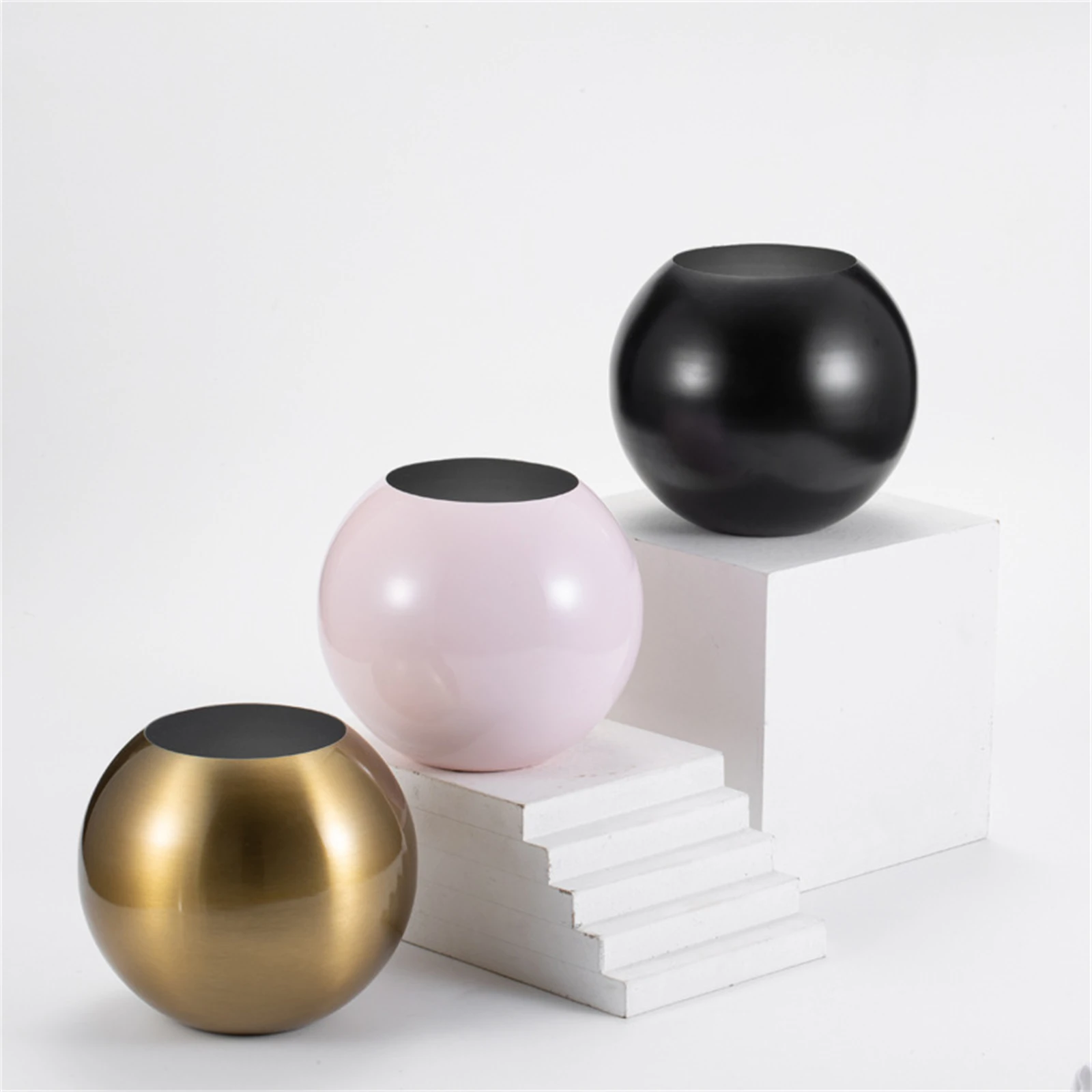 Modern Round Vase Metal Plant Flower Pot Home Living Room Office Table Ornament Decoration Small Art Pot Ball Flower Vase 3