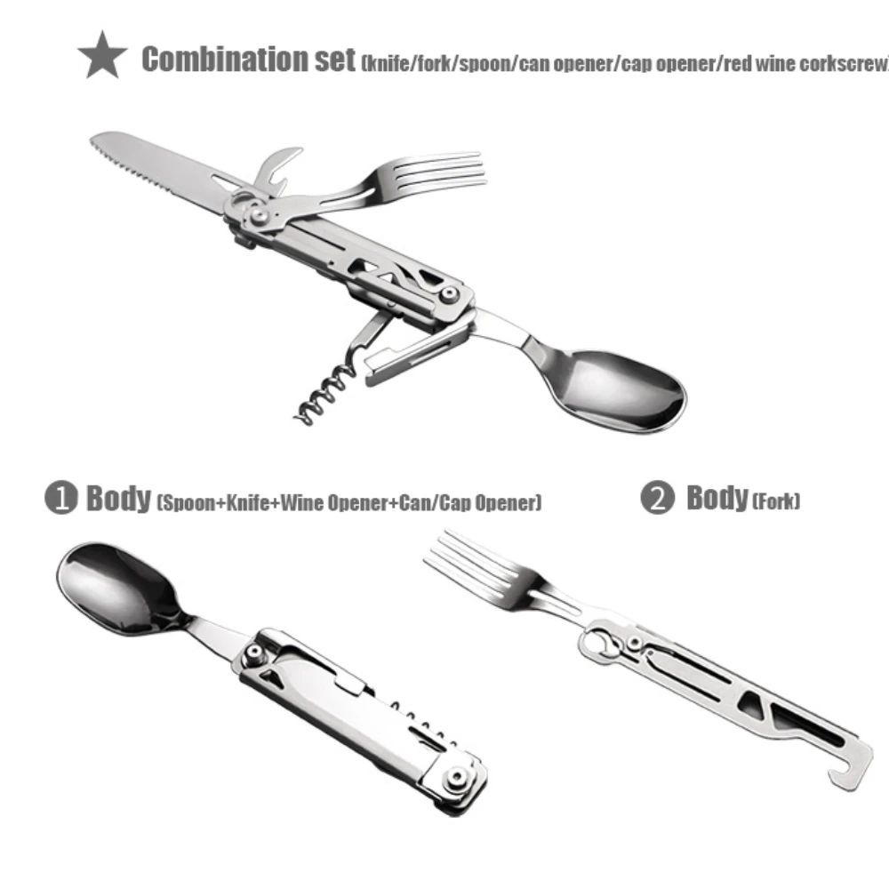 Multifunctional Cutlery Set Portable Folding Tableware Camping Knife Fork Spoon camping cutlery portable tableware portable cutlery titanium tableware