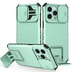 Shockproof Armor Slide Camera Lens Protect Phone Case with Back Cover - iPhone 12 Pro Max (Mint green)