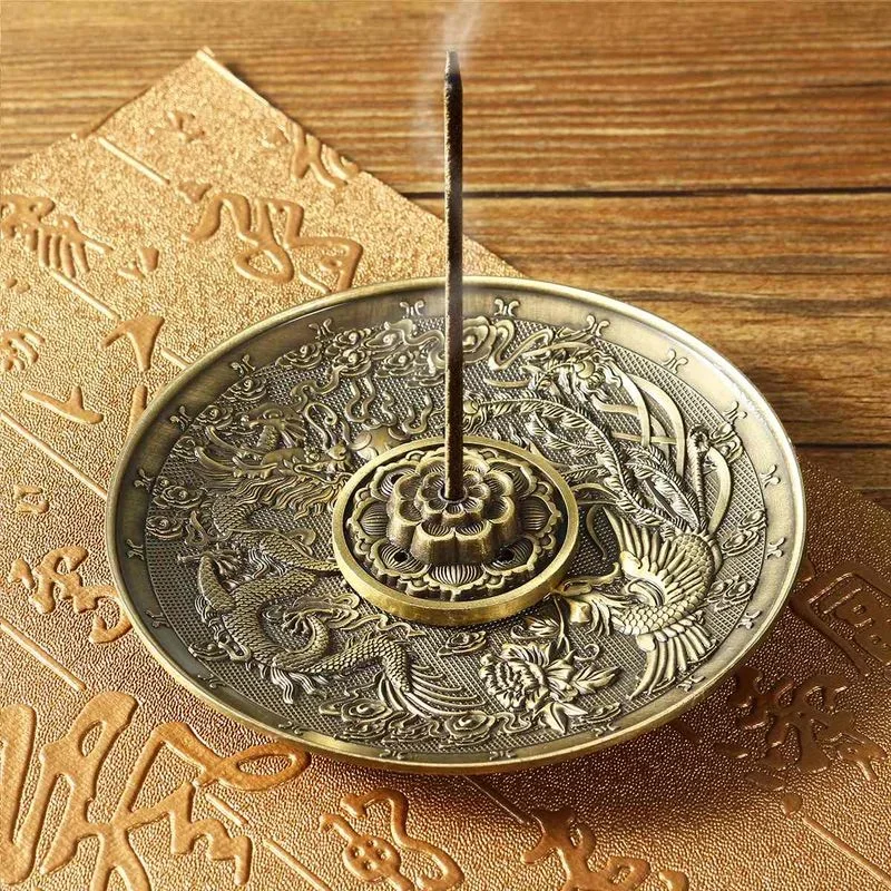 Vintage Lotus Incense Burner with Dragon Design - Home and Office Decoration Craft