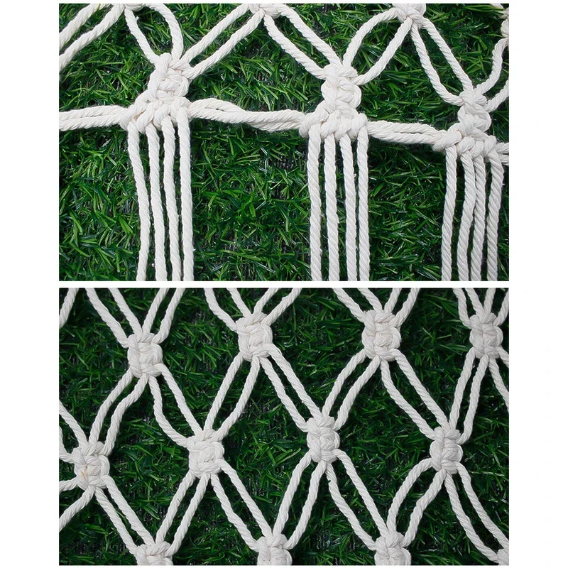 Triangle Hanging Mesh Storage Basket Boho Plush Toy Hammock Cotton Tassel Wall Net Bedroom Living Room 4