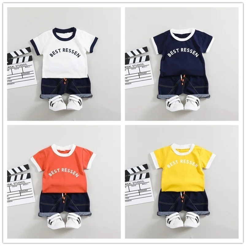Children Clothes Fashion Summer Baby Girls Clothing Boys Sports T-Shirt Shorts 2Pcs/Sets Toddler Cotton Costume Kids Tracksuits