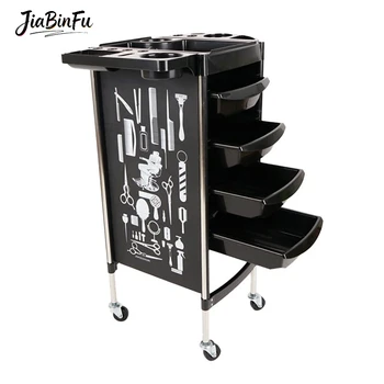 Carrello da Salone a 4 Livelli con 4 Ruote, 5 Cassetti Estraibili, Carrello Portaoggetti da 80 kg per Tinture e Strumenti da Parrucchiere