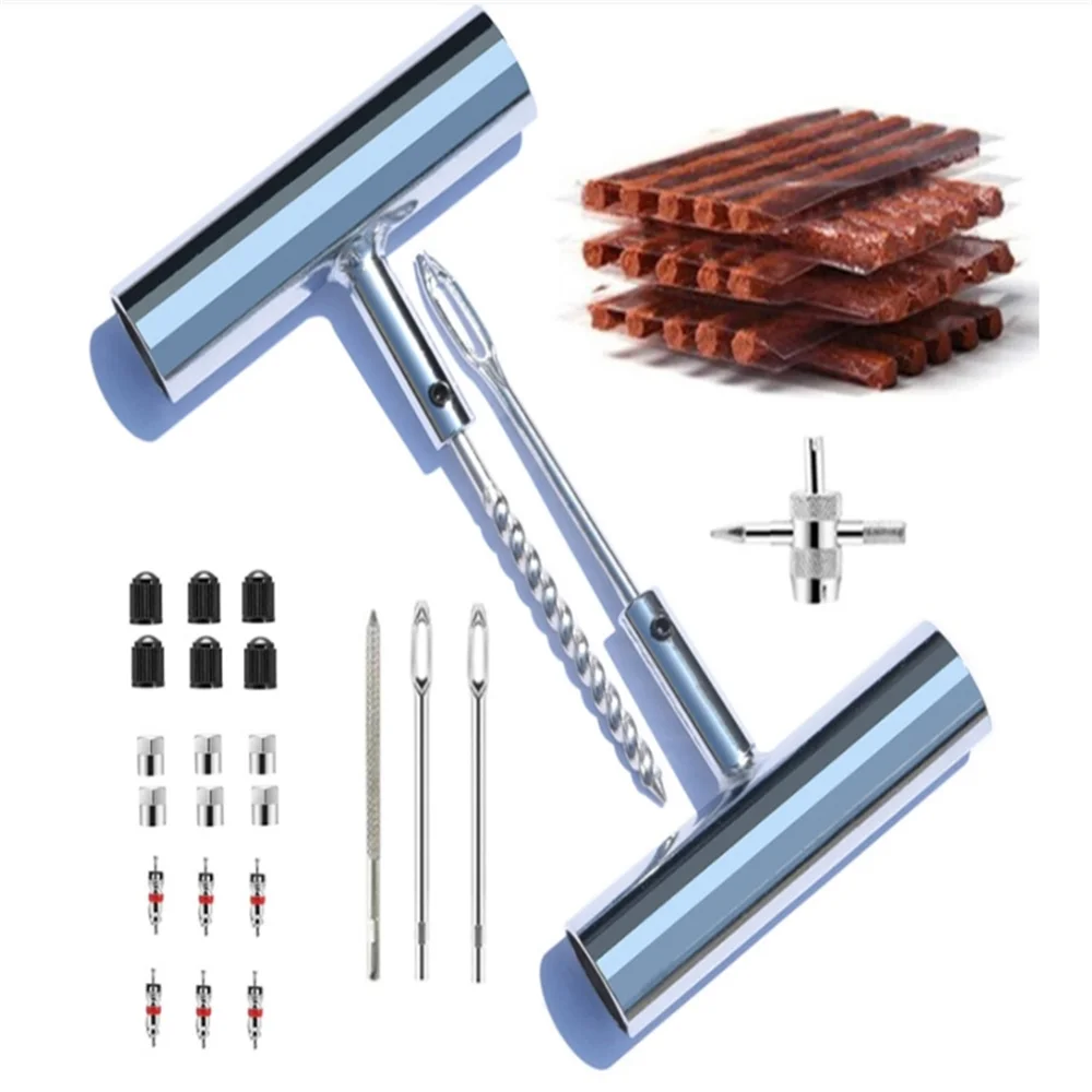 Auto Tire Repair Set Puncture Repair Tools 33/58pcs Car Van Motorcycle Bike Emergency Tubeless Tire Rivet Set