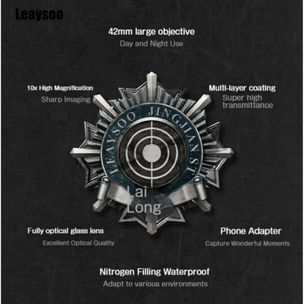 LEAYSOO Jingjian 10X42 쌍안경 BAK-4 프리즘 방수 전문 망원경 하이킹 야생 동물 관찰 및 콘서트에 이상적