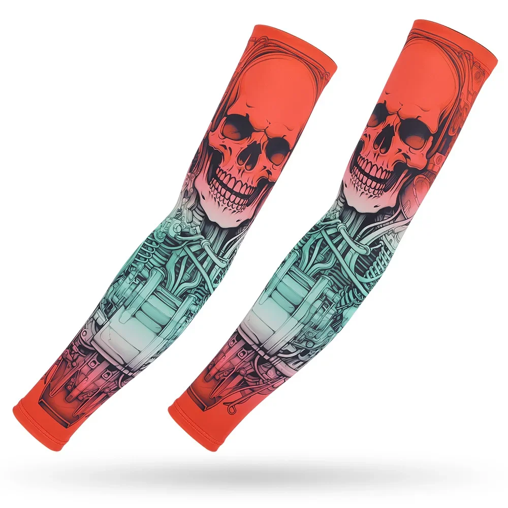 Summer Tattoo Sleeve Ice Silk Sleeves Sun-proof Running Cycling Driving Fishing Elastic Arm Cover Men Women Arm Protection