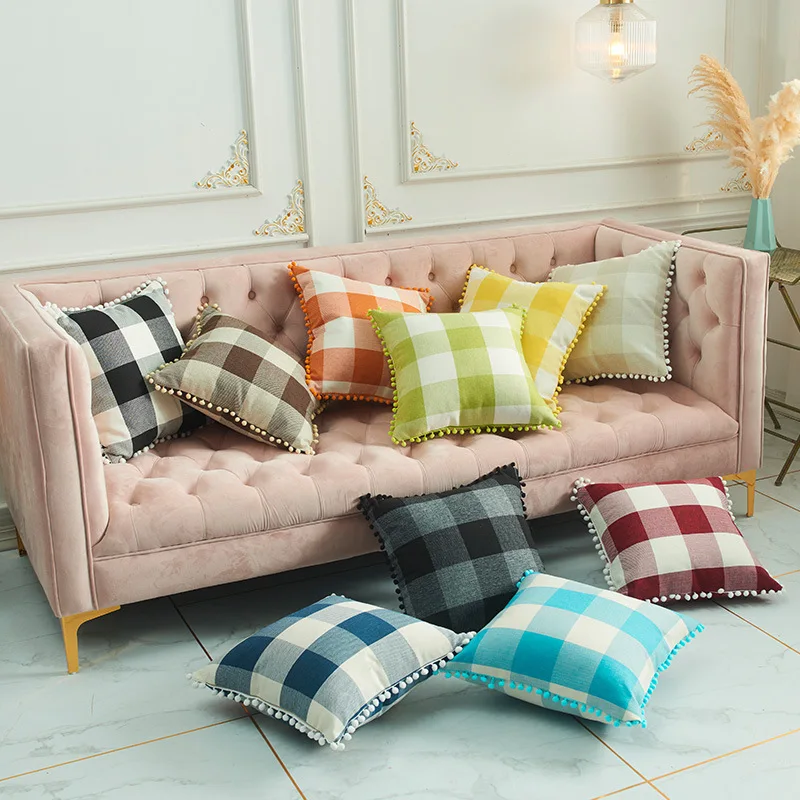 

Linen Cute Ball Ball Side Embrace Pillowcase Cotton Hemp Plaid Cushion Cover Cushion Cover Decorative Pillows Pillows Decor Ho