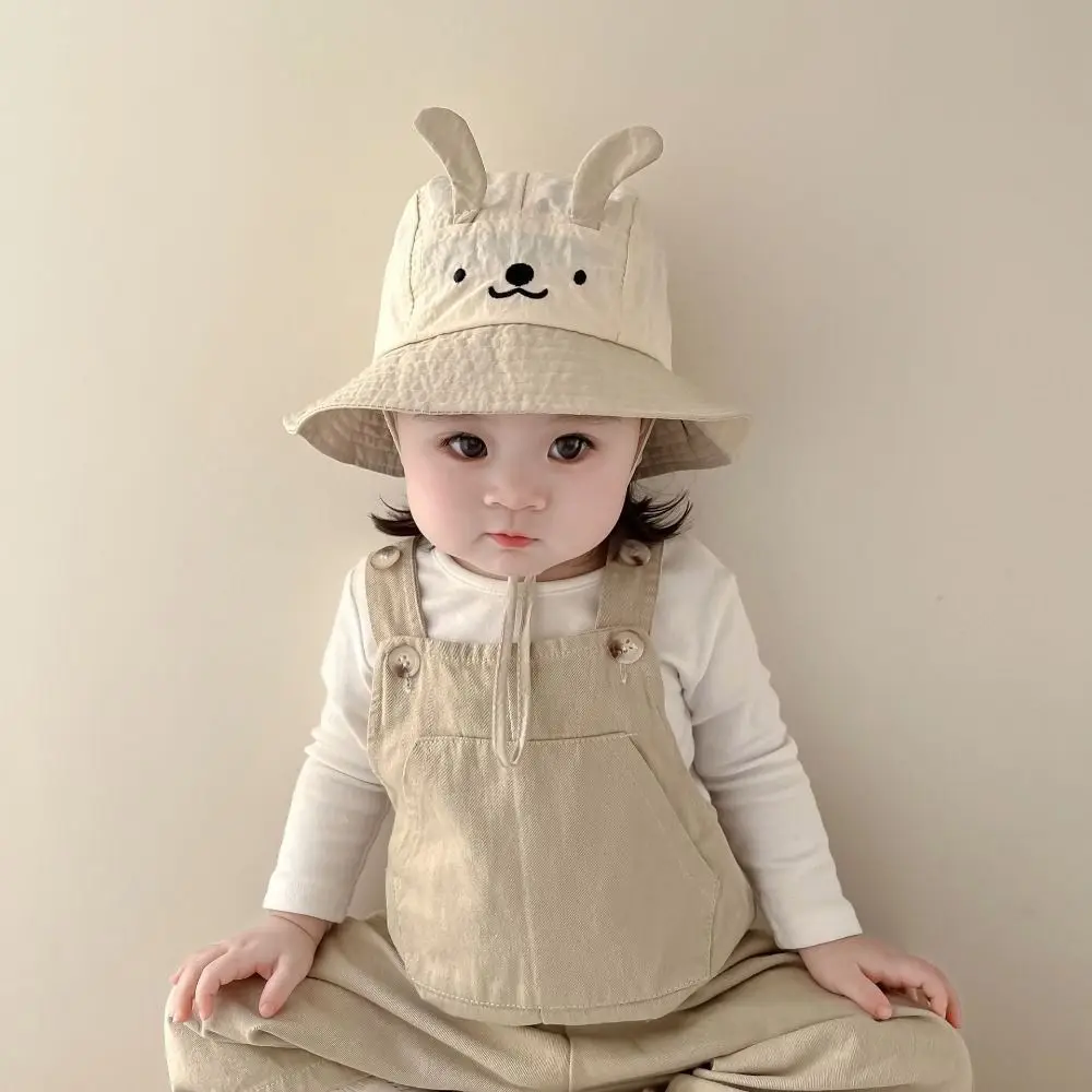 Korean Cute Ear Baby Bucket Cap Quick Dry Cartoon Animal Boys Girls Sunhat Summer Thin Fisherman Caps 6-24Month