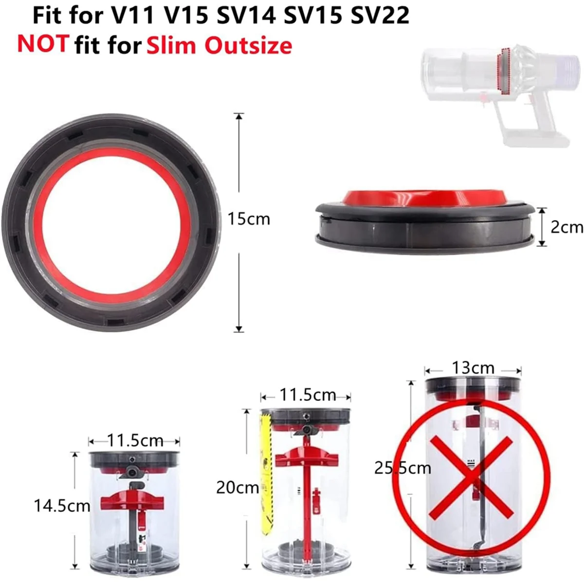 FZFZ Upgraded Dust Bin Cup Parts for V11 V15 SV14 SV15 SV22 Sealing Ring & Lid Cover Parts Kit Replacement