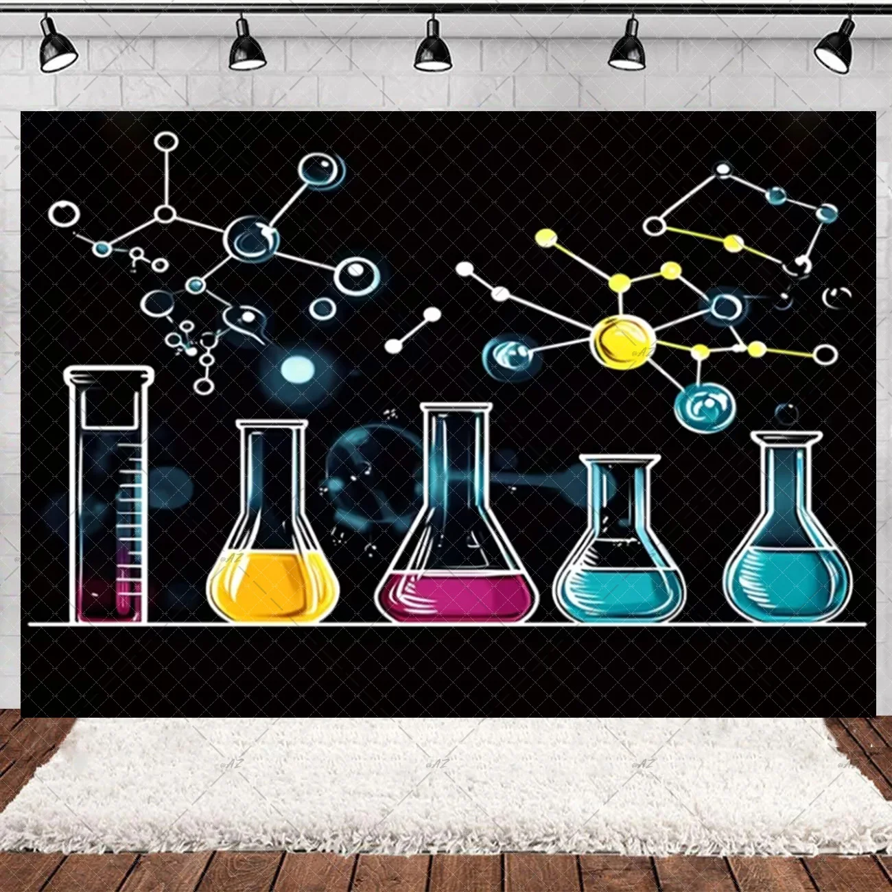 Cartoon Chemische Verrückte Wissenschaft Spaß Hintergrund Geburtstag Party Dekorationen Wissenschaftler Physik Experiment Baby Dusche Liefert Geschenke – Detail 8