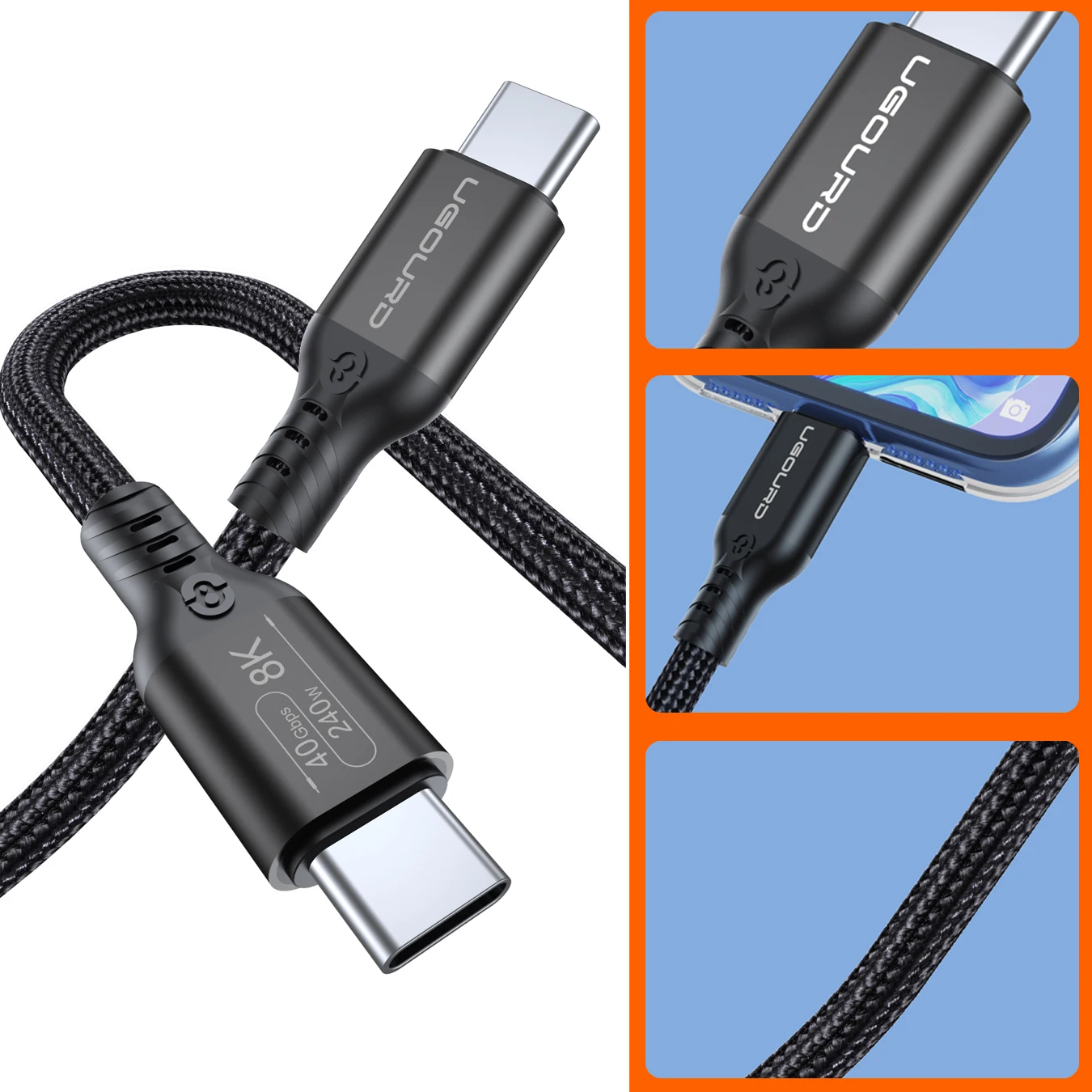 High-Speed Thunderbolt 4 USB4 Cable - 40Gbps Data Transfer, 8K UHD Video, 240W Power Delivery