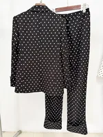 HIGH STREET Newest 2026 Designer Suit Women Bow Decorated Polka Dot Blazer Pants Set 2PCS - Image 3