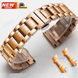 Elegant Butterfly Buckle Stainless Steel Watch Strap - Universal Fit - 22mm (Rose Gold)