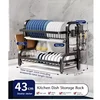 Dish Drying Rack 3-Tier Compact Kitchen Dish Rack Drainboard Set Large Rust-Proof Dish Drainer Holder Kitchen Racks 5