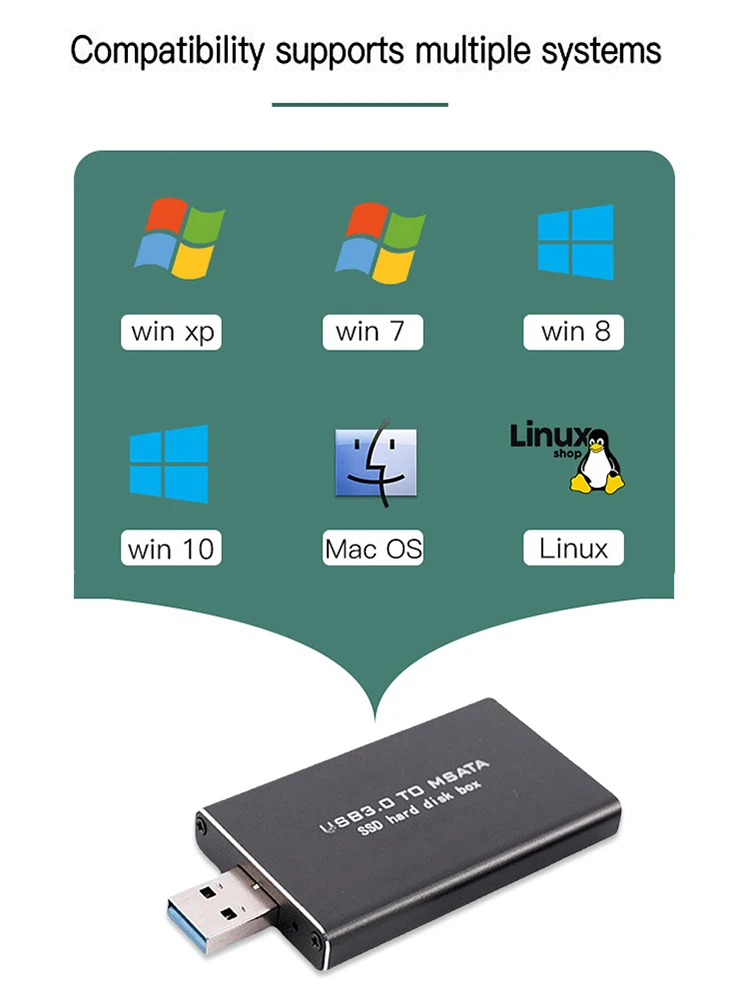 미니 SSD MSATA-USB 3.0 하드 드라이브 케이스 6Gbps SSD 변환기 어댑터 인클로저 무선 30*30/50 MSATA SSD용