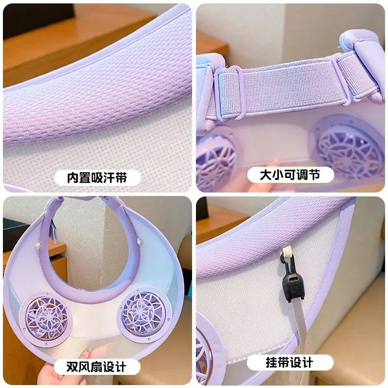 시나모롤 헬로 키티 애니메이션 카와이 산리오 선풍기 모자 자외선 차단 귀여운 쿠로미 USB 충전식 어린이 선캡 쿨러, 어린이 장난감