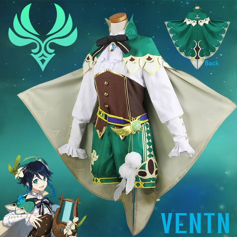 

Genshin Impact Venti Cosplay Costume Uniform Wig shoes Cosplay Anime Chinese Style Halloween Costumes For Women Game Wendi Windy