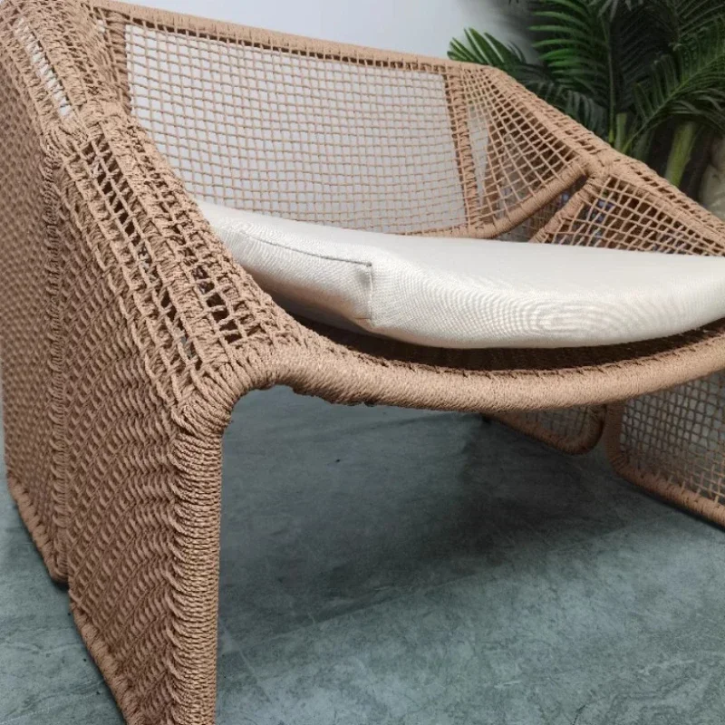 Balcony Courtyard Outdoor Sofa Garden Chairs Leisure Bedroom PE Rattan Chair Living Room Single PE Rattan Chair Furniture
