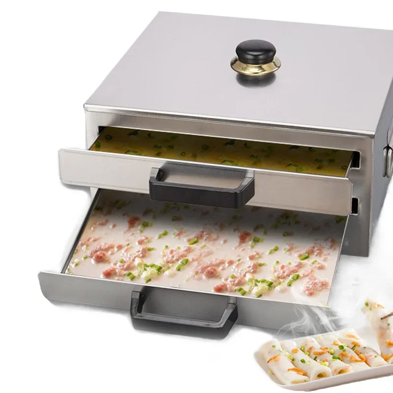 Large capacity Stainless Steel Rice Noodle Roll Steamed Bun Steam Machine Vermicelli Roll Steaming Furnace Steamer 1/2 Layer steaming cooker set