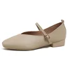 Woman Spring Casual Square Toe Low Shoes Lolita Ballerina Red Flats Female Soft Soled Elegant French Retro Buckle Mary Janes 6