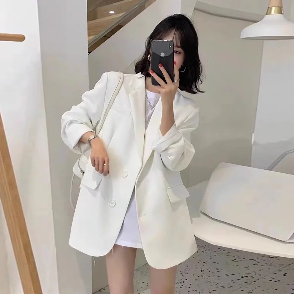 

UNXX Padded Shoulder White Suit Jacket for Petite Women 2024 Spring/Autumn New Loose Casual High Fashion Suit Top High Quality