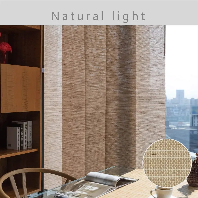 GoDear Design Adjustable Panel Track Blinds, Vertical Blinds, Patio Door Blinds,  See-Through, Jute Fabric, Yoga 4