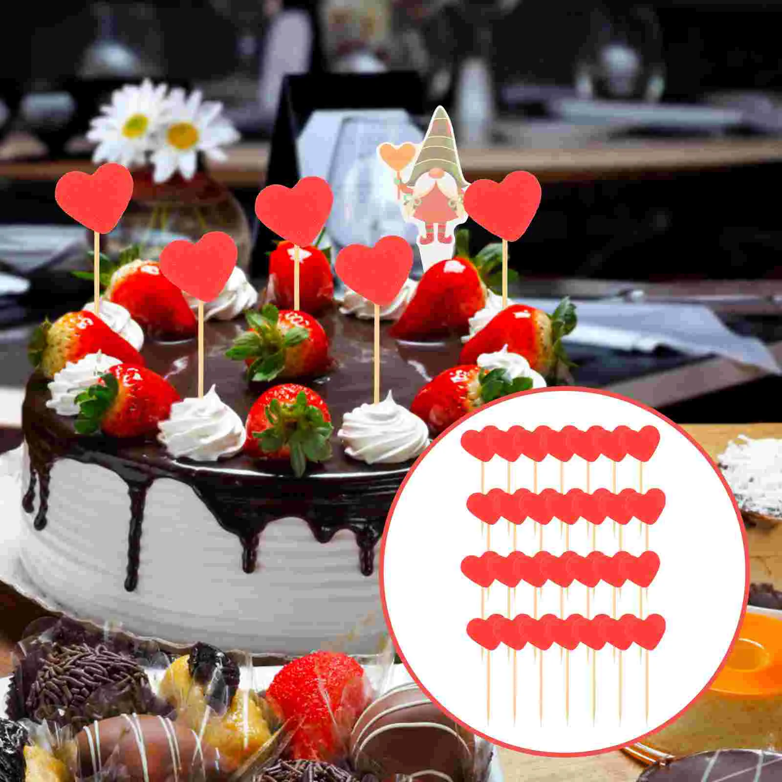 

Heart Cake Insert Decor Ornament Party Heart Cupcake Toppers Dessert decoration Supplies for Birthday Wedding Party