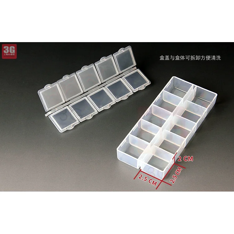 GJ-028 10 Grids Model Tool Parts Box Separate Opening Storage Box Small Accessories Organizer for Model Hobby Tools DIY