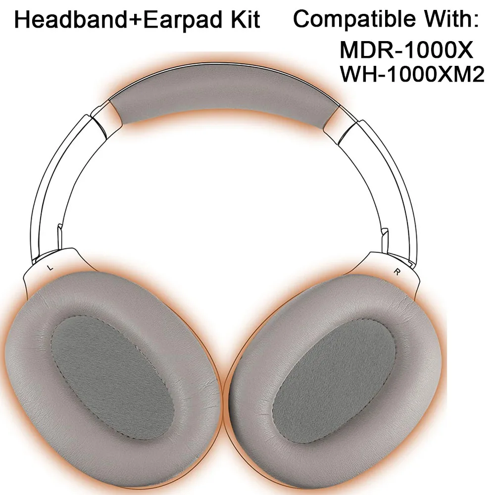 EarPads + Headband Kit for Sony WH-1000XM2 (WH1000XM2) & MDR-1000X (MDR1000X) Headphones Replacement Headstrap Pad Ear Cushions