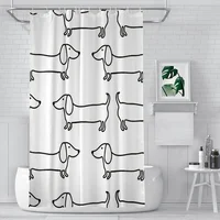 Dachshund Black White Bathroom Shower Curtains Dog Waterproof Partition Curtain Designed Home Decor Accessories 1