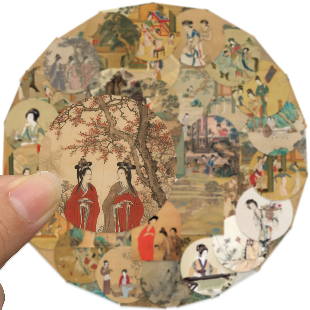 61Pcs 중국 문화 스타일 고대 풍경 그림 스티커 노트북 벽 가방 편지지 장식 스티커 데칼