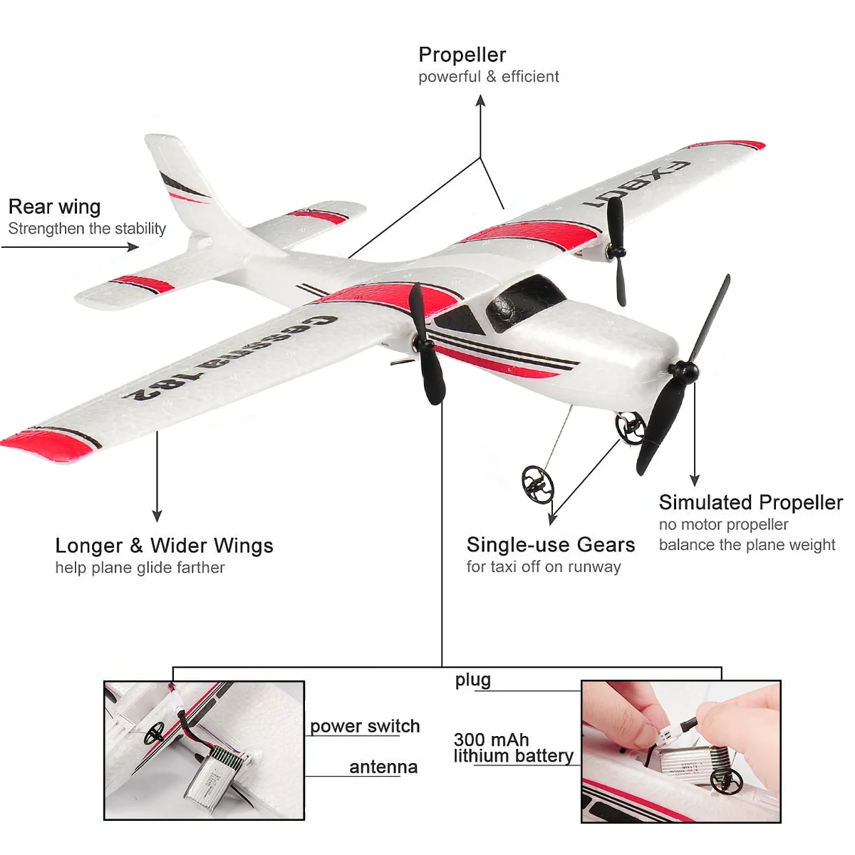 Avion RC FX801 2.4GHz - Chasseur à Réaction - 3 Couleurs