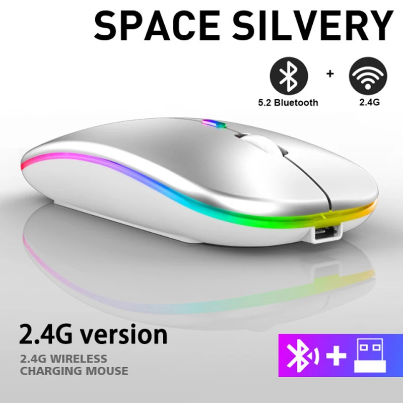 silent wireless mouse GTWIN  RGB Bluetooth Mouse Rechargeable Wireless Mouse for Laptop iPad Macbook Computer Silent Mause LED Backlit Ergonomic Mice wireless laptop mouse Mice