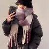 Women Rainbow Winter Plaid Cashmere Scarf Shawl Wrap Chequered Scarves Necks Warm Long Tassel Thicker bufanda invierno mujer 3